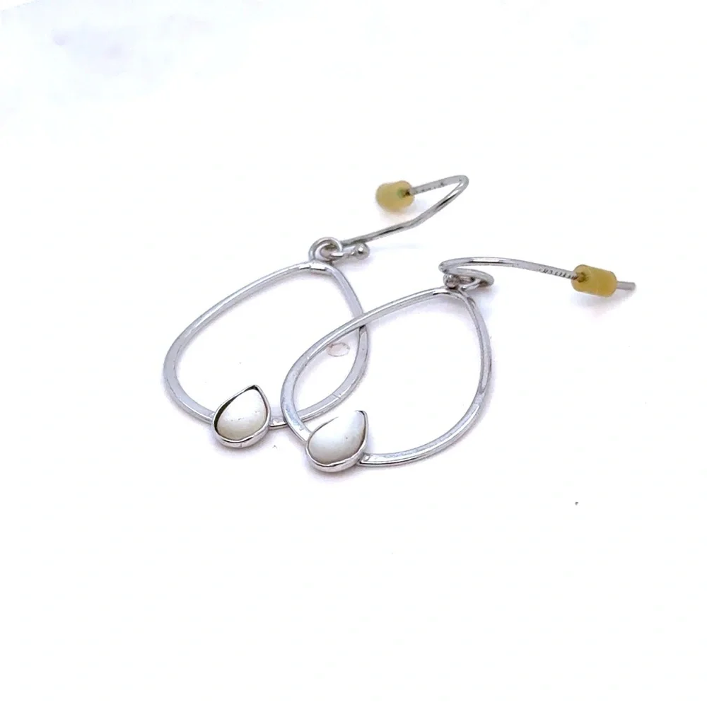 Silver 925 Teardrop‎ Earrings with White Accent - Women Jewelry
